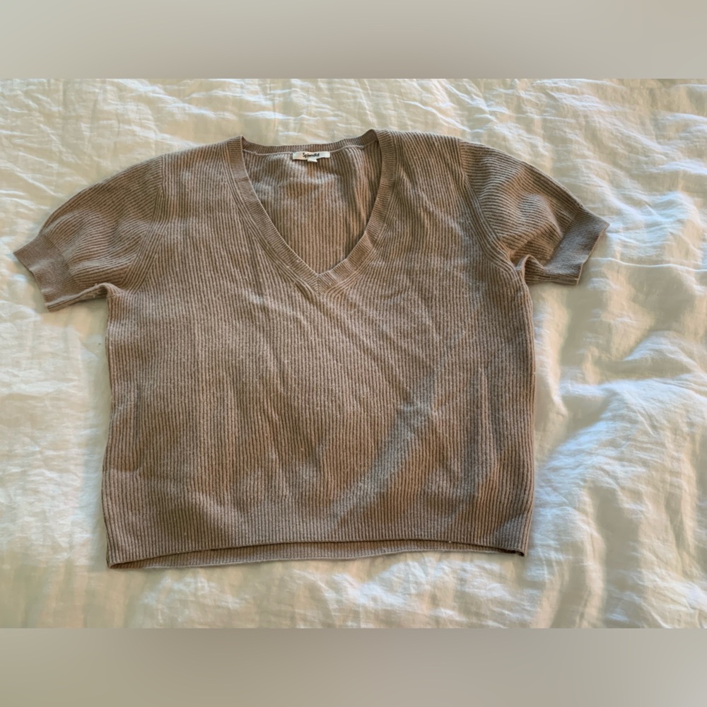 Splendid V-Neck Ribbed Knit Top